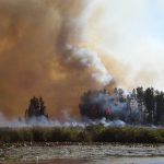 Pagami Creek smoke from water