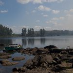Pagami Creek parked canoes