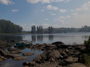 Pagami Creek parked canoes