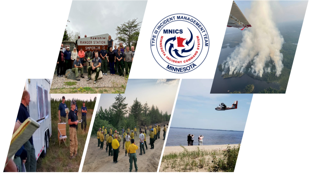 Collage of three photos and a MNICS team logo.