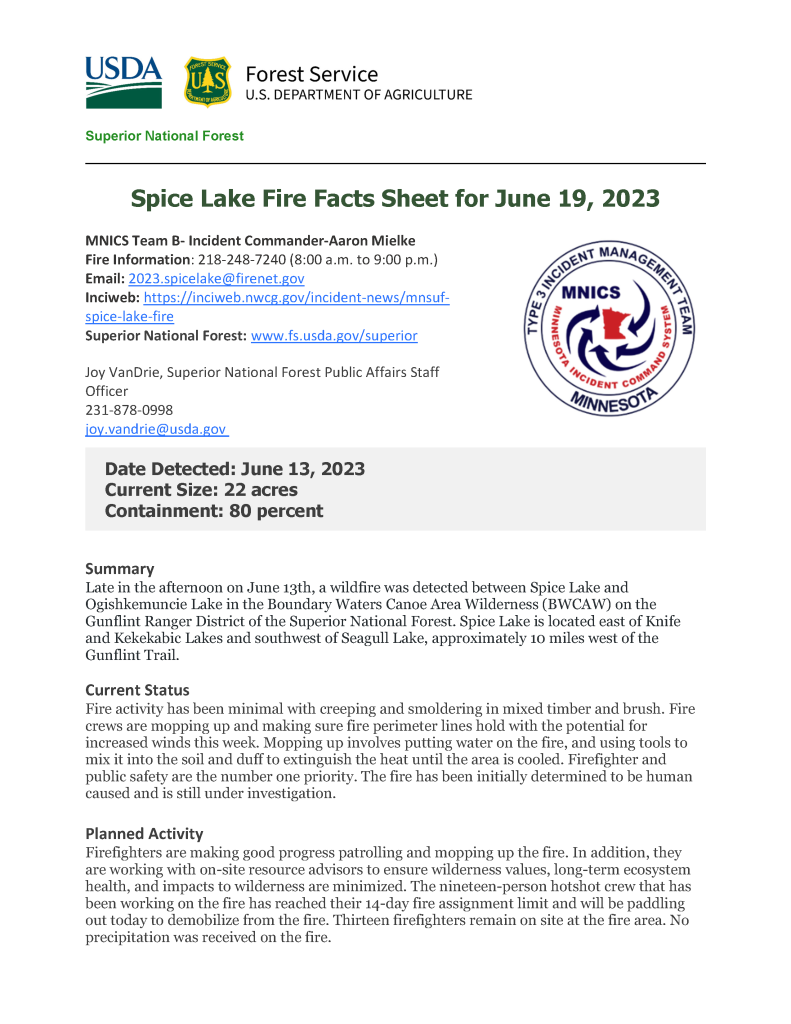 Screen capture of a press release with USDA green and blue logo and U.S. and red and blue MNICS logo.