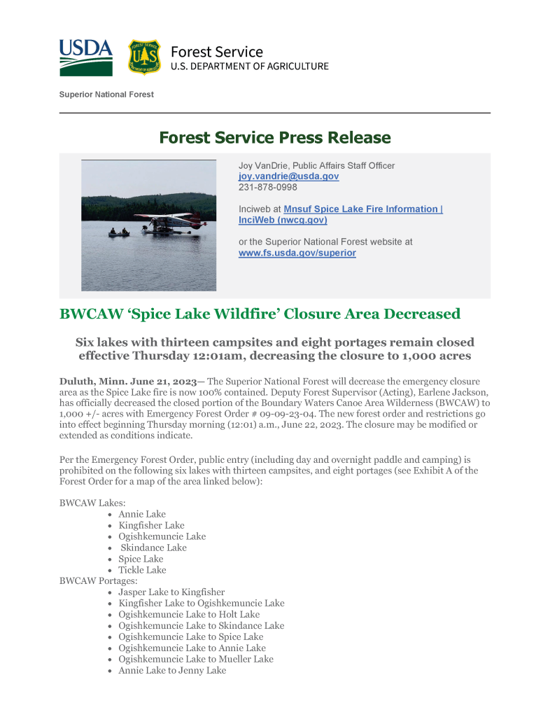 Screen capture of a press release with USDA green and blue logo and U.S.