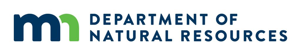 Minnesota Department of Natural Resources logo with green and blue lettering on white background.