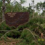 Norway Beach entrance sign, Chippewa National Forest blowdown 2012