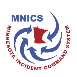 MNICS logo with a white glow background.