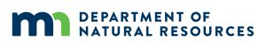 Minnesota Department of Natural Resources logo with green and blue lettering on white background.