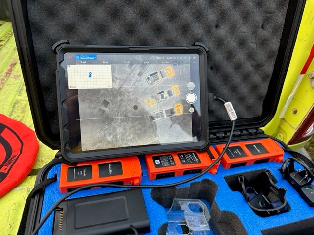 Close up of drone equipment in a box 