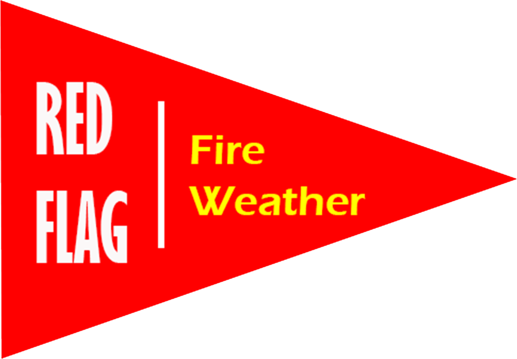 Red flag banner with yellow and red tex.