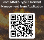 A graphic with a QR code embedded into a image of a wildfire.